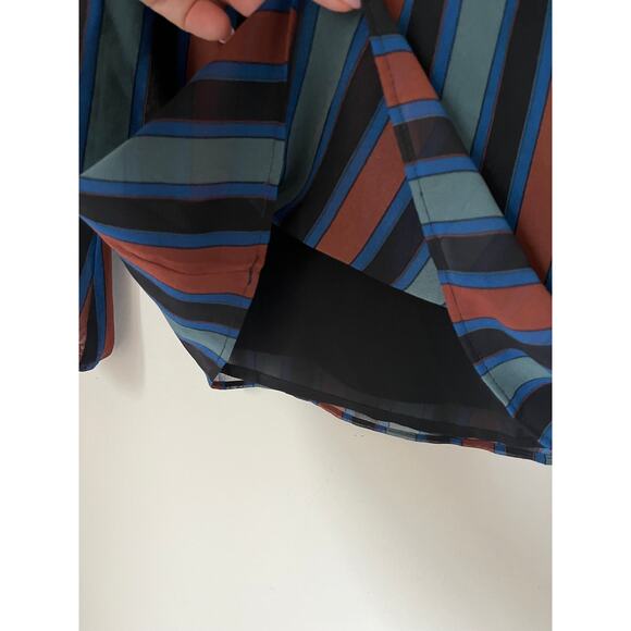 Madewell Sheer-Sleeve Top in Academy Stripe Color Winter Architect Green sz. XXS - Picture 9 of 11